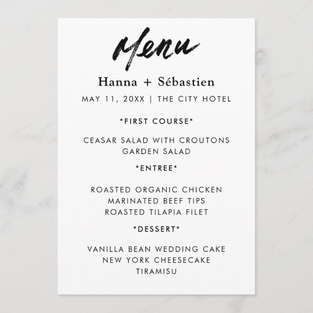 Menu Cardápio de Casamento Moderno (Frente)