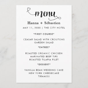 Menu Cardápio de Casamento Moderno