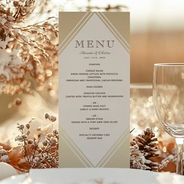 Menu Cardápio de Casamento Moderno com Folha de Ouro (Criador carregado)