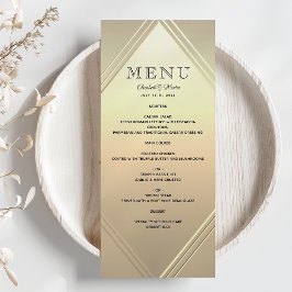 Menu Cardápio de Casamento Moderno com Folha de Ouro