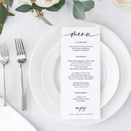 Menu Cardápio de Casamento Moderno Diversão Escrita à M