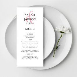 Menu Cardápio de Casamento Moderno Elegante Rosa Coral