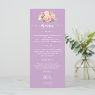 Menu Cardápio de Casamento Moderno Elegante Rosa Peônia