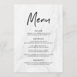 Menu Cardápio de Casamento Moderno em Mármore Branco co