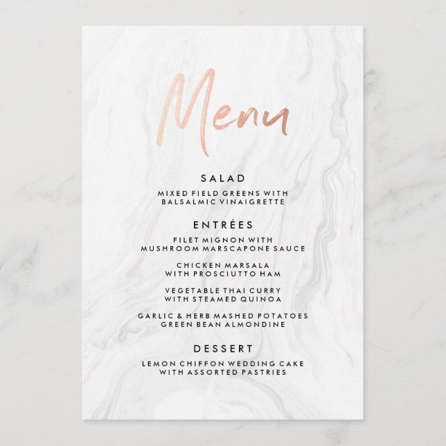 Menu Cardápio de Casamento Moderno em Mármore Branco co (Frente)