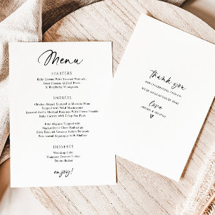 Menu Cardápio de Casamento Moderno Escrita Simples à Mã