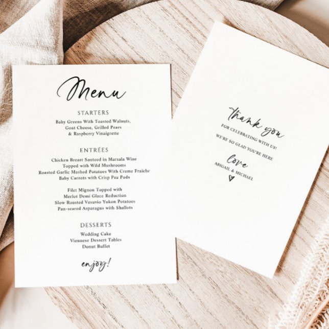 Menu Cardápio de Casamento Moderno Escrita Simples à Mã (Criador carregado)