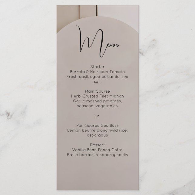 Menu Cardápio de Casamento Moderno Luxuoso com Arco | B (Frente)