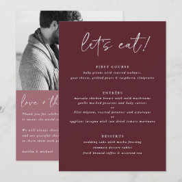 Menu Cardápio de Casamento Moderno Merlot com Foto no V