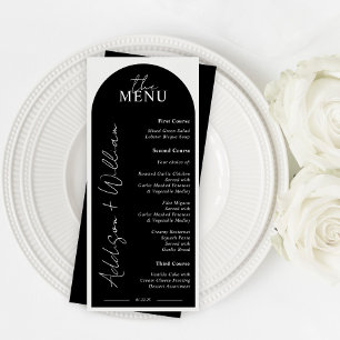 Menu Cardápio de Casamento Moderno Preto e Branco em Ar