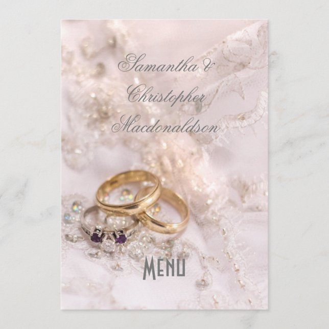 Menu Cardápio de casamento moderno romântico (Frente)