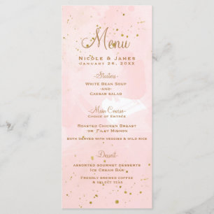 Menu Cardápio de Casamento Moderno Rosa e Dourado