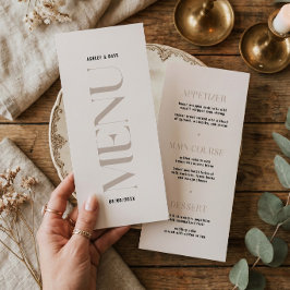 Menu Cardápio de Casamento Moderno Simples Bege