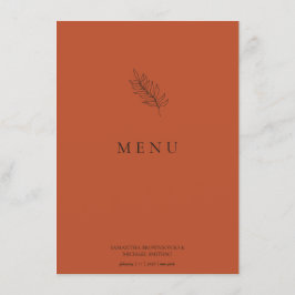 Menu Cardápio de Casamento Moderno Terracota Laranja To