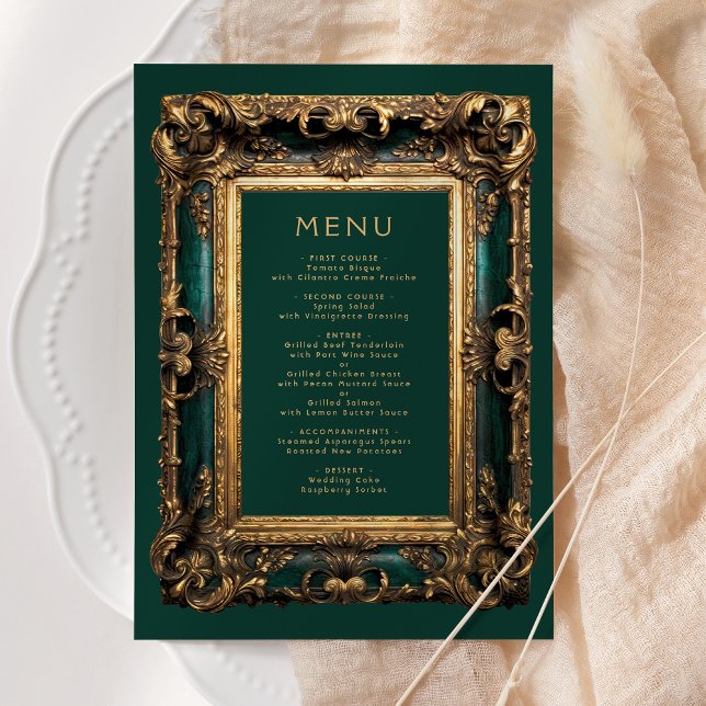 Menu Cardápio de Casamento Moldura Vintage Esmeralda Ve (Criador carregado)
