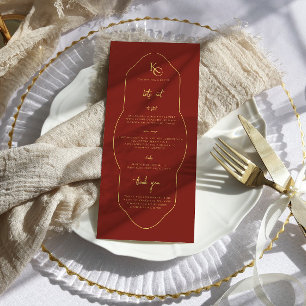 Menu Cardápio de Casamento Monograma com Agradecimento
