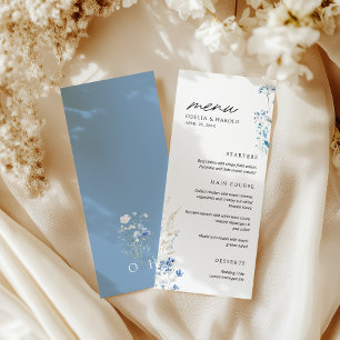 Menu Cardápio de casamento monograma com flores silvest