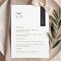 Cardápio de Casamento Monogramado Preto e Branco M