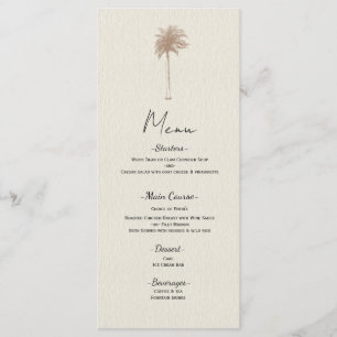 Menu Cardápio de Casamento na Praia com Palmeira Marrom