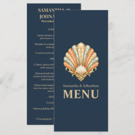 Menu Cardápio de casamento na praia luxo concha de molu
