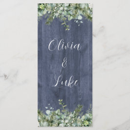 Menu Cardápio de Casamento Navy Wood Eucalyptus | Flora
