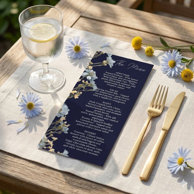Menu Cardápio de Casamento NavyFloral, Cardápio Minimal (Criador carregado)