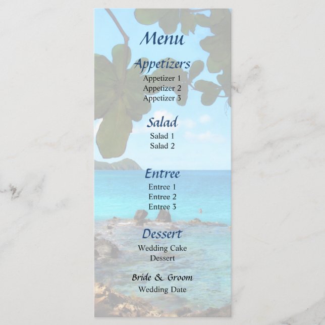 Menu Cardápio de Casamento Peaceful Beach St. Thomas (Frente)