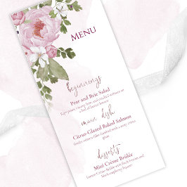 Menu Cardápio de Casamento Peônias Rosa