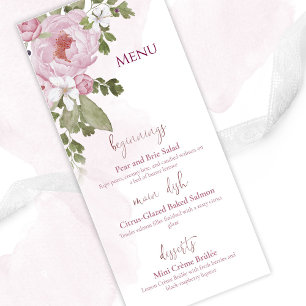 Menu Cardápio de Casamento Peônias Rosa