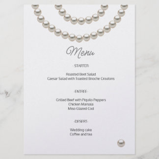 Menu Cardápio de Casamento Pérola Minimalista
