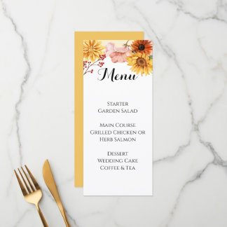 Menu Cardápio de Casamento Personalizado Fall Blossom