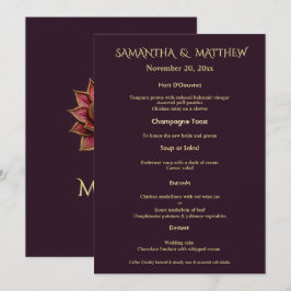 Menu Cardápio de Casamento Plum Gold Elegante Retrato