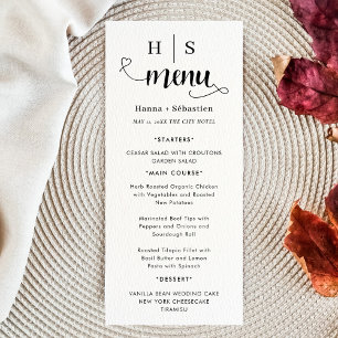 Menu Cardápio de Casamento Preto e Branco