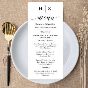 Menu Cardápio de Casamento Preto e Branco