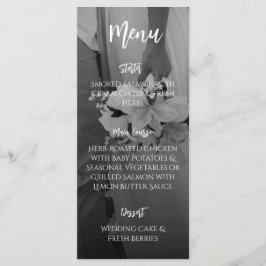 Menu Cardápio de Casamento Preto e Branco Elegante