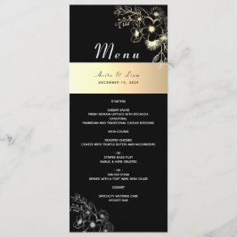Menu Cardápio de Casamento Preto e Dourado Vintage