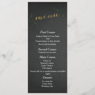 Menu Cardápio de Casamento Quadro Negro de Natal com Az