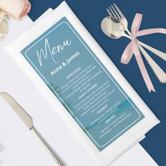 Menu Cardápio de casamento Recepção de Praia Elegante (Criador carregado)