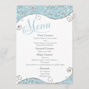 Menu Cardápio de Casamento Redemoinho de Flocos de Neve