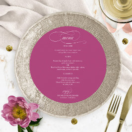 Menu Cardápio de Casamento Redondo Elegante Pink Cassis