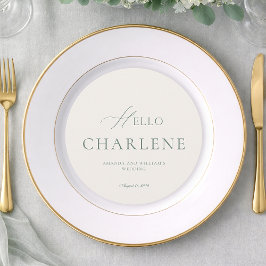 Menu Cardápio de Casamento Redondo em Verde Sage Elegan