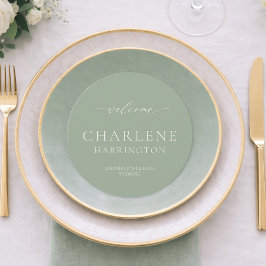 Menu Cardápio de Casamento Redondo em Verde Sálvia