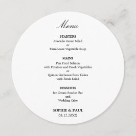 Menu Cardápio de Casamento Redondo Minimalista Elegante
