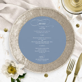 Menu Cardápio de Casamento Redondo Simples Elegante Azu