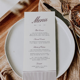 Menu Cardápio de casamento riscado clássico em Borgonha