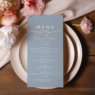 Menu Cardápio de Casamento Romântico Azul Poento