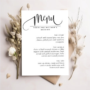 Menu Cardápio de Casamento Romântico Moderno e Elegante