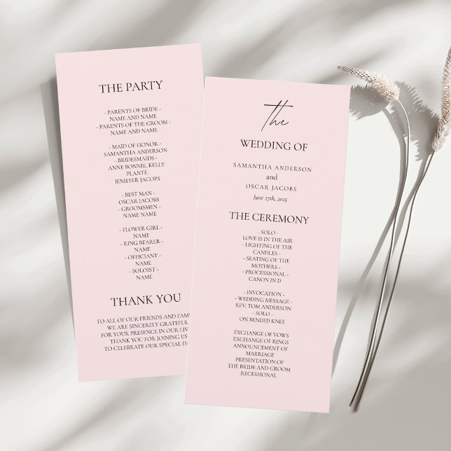 Menu Cardápio de Casamento Rosa Bege (Criador carregado)