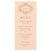 Cardápio de Casamento Rosa Bege com Glam Faux Dour