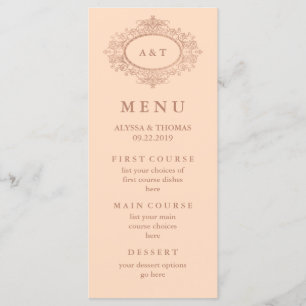Menu Cardápio de Casamento Rosa Bege com Glamour em Dou